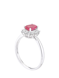 Mogul 9ct White Gold Oval Ruby and Diamond Ring - view 2, White