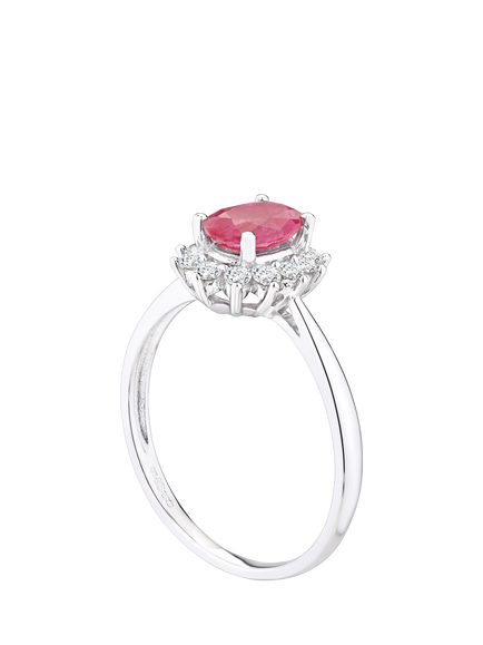 Mogul 9ct White Gold Oval Ruby and Diamond Ring - view 2, White