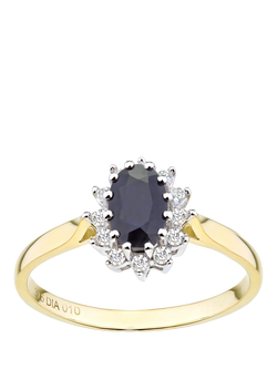 Mogul 9ct Yellow Gold Oval Sapphire and Diamond Ring, Yellow Gold