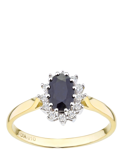 Mogul 9ct Yellow Gold Oval Sapphire and Diamond Ring, Yellow Gold