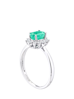 Mogul 9ct White Gold Emerald and Diamond Ring - view 2, White Gold