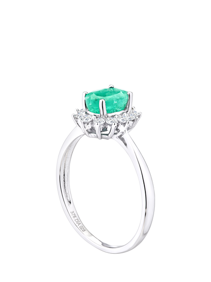 Mogul 9ct White Gold Emerald and Diamond Ring - view 2, White Gold
