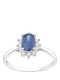 Mogul 9ct White Gold Oval Sapphire and Diamond Ring