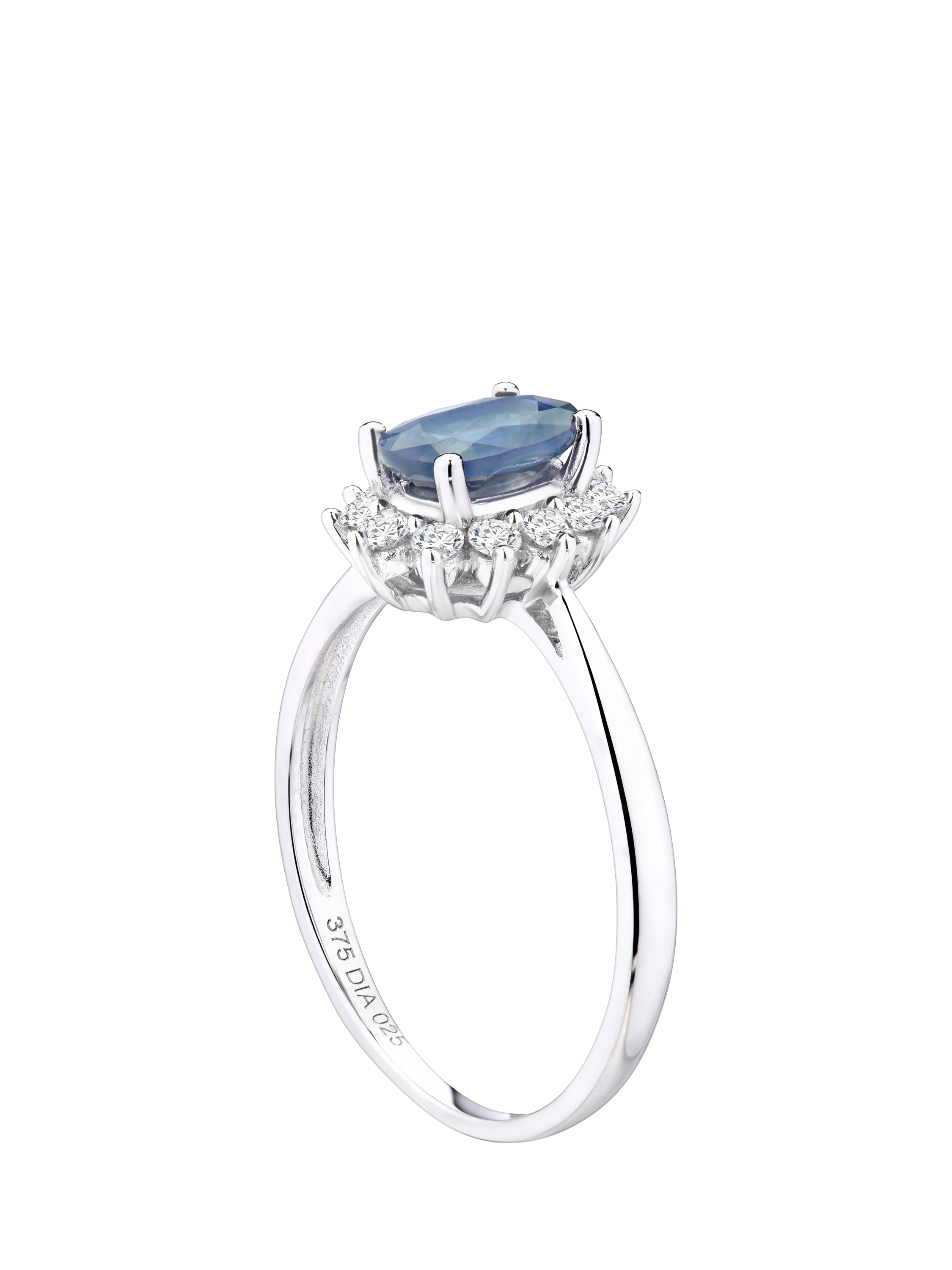 Product image 2 of 4, which shows Mogul 9ct White Gold Oval Sapphire and Diamond Ring, J