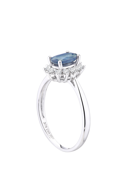 Mogul 9ct White Gold Oval Sapphire and Diamond Ring - view 2, White