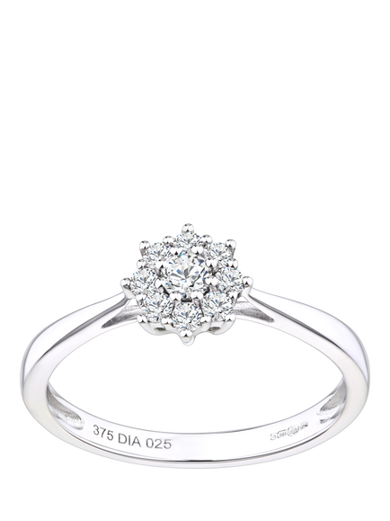 Mogul 9ct White Gold Cluster Diamond Ring, White