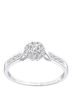 Mogul 9ct White Gold Halo Diamond Engagement Ring, White Gold