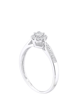 Mogul 9ct White Gold Halo Diamond Engagement Ring - view 2, White Gold