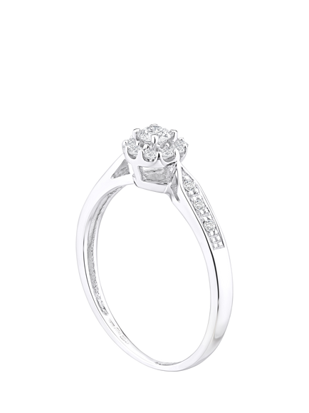 Mogul 9ct White Gold Halo Diamond Engagement Ring - view 2, White Gold