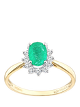 Mogul 9ct Yellow Gold Emerald and Diamond Ring