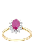 Mogul 9ct Yellow Gold Oval Ruby and Diamond Ring