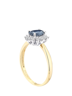 Mogul 9ct Yellow Gold Oval Sapphire and Diamond Ring - view 2, Yellow