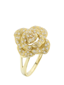 Mogul 9ct Yellow Gold Flower Cluster Diamond Ring - view 2, Yellow