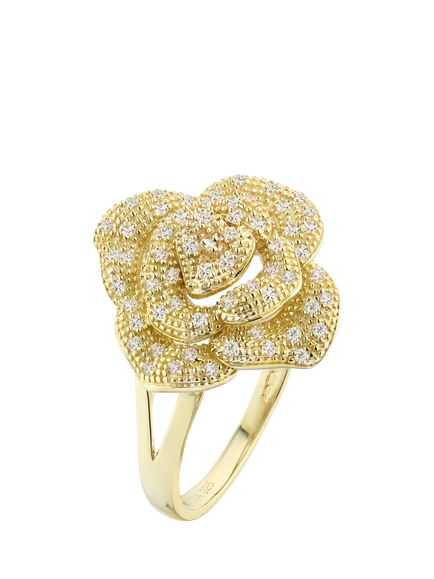 Mogul 9ct Yellow Gold Flower Cluster Diamond Ring - view 2, Yellow