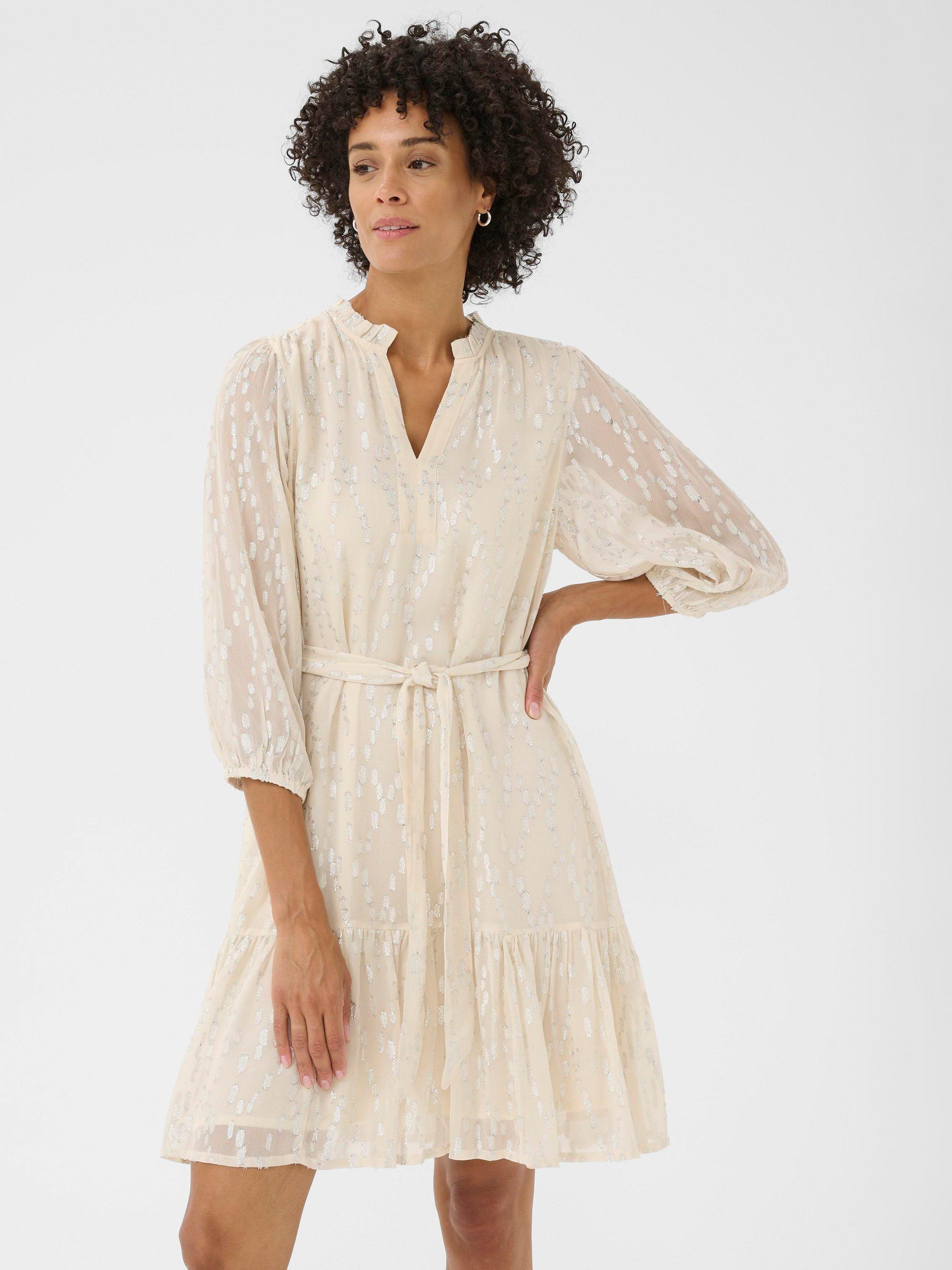 Product image 3 of 6, which shows Part Two Tannie Abstract Metallic Dress, Silver, 8