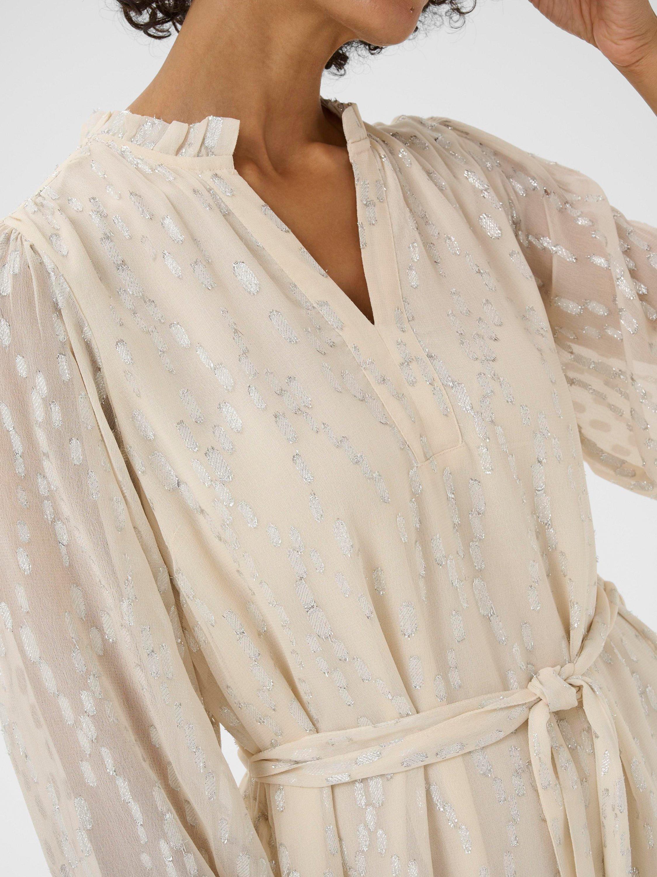 Product image 4 of 6, which shows Part Two Tannie Abstract Metallic Dress, Silver, 8