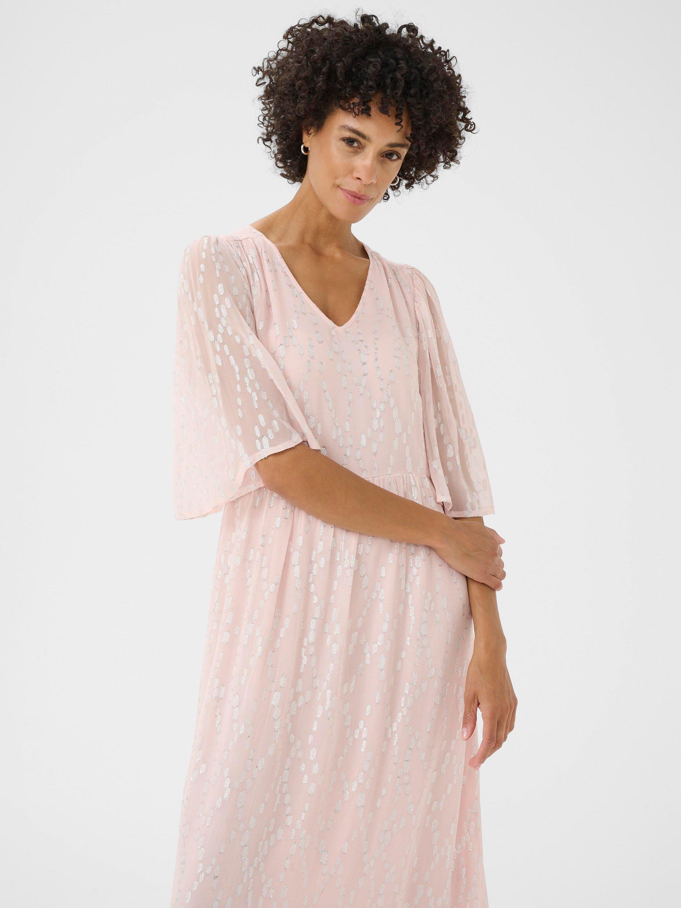 Product image 3 of 6, which shows Part Two Terja Abstract Metallic Dress, Pink/Silver, 8