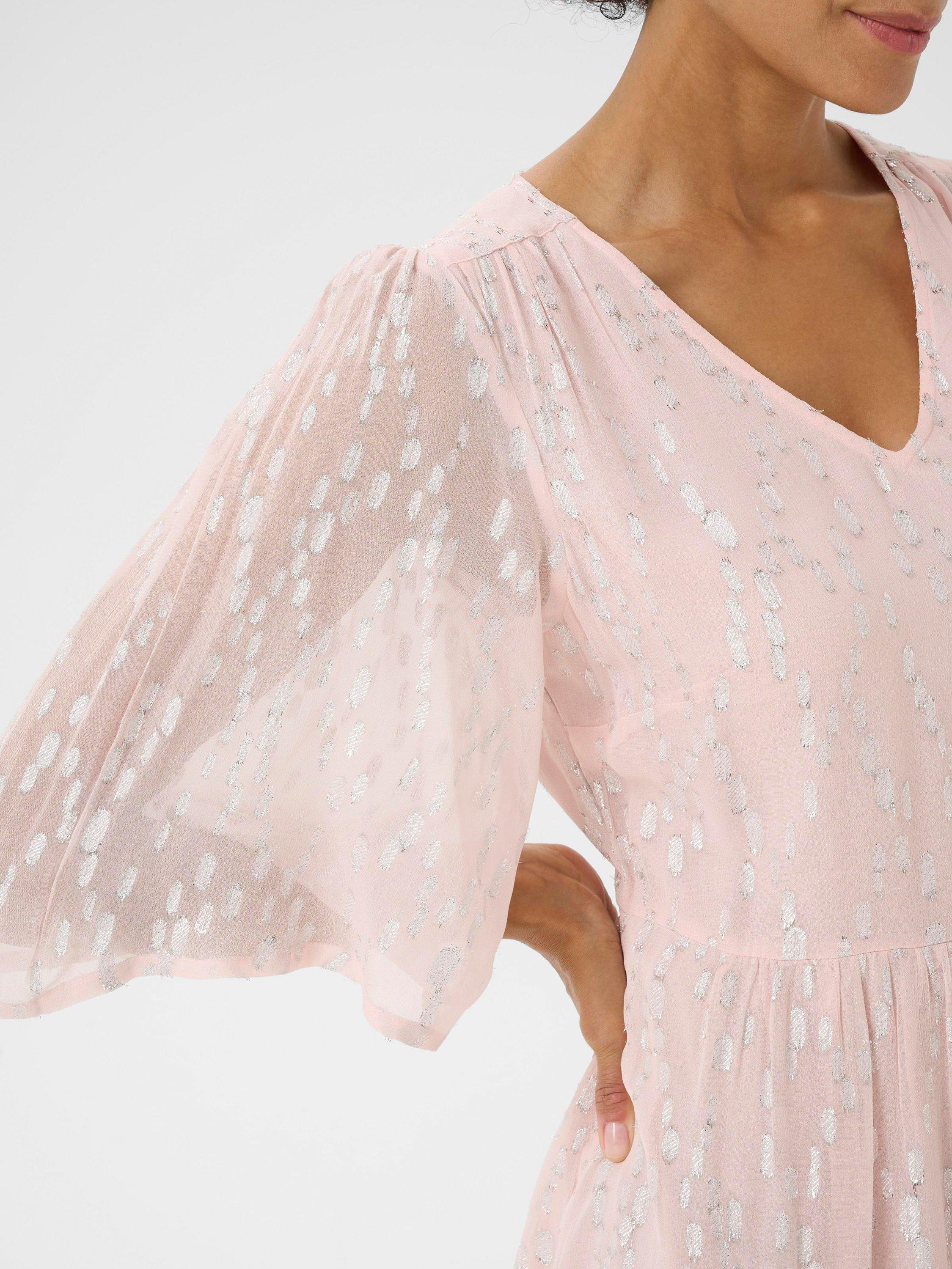 Product image 4 of 6, which shows Part Two Terja Abstract Metallic Dress, Pink/Silver, 8