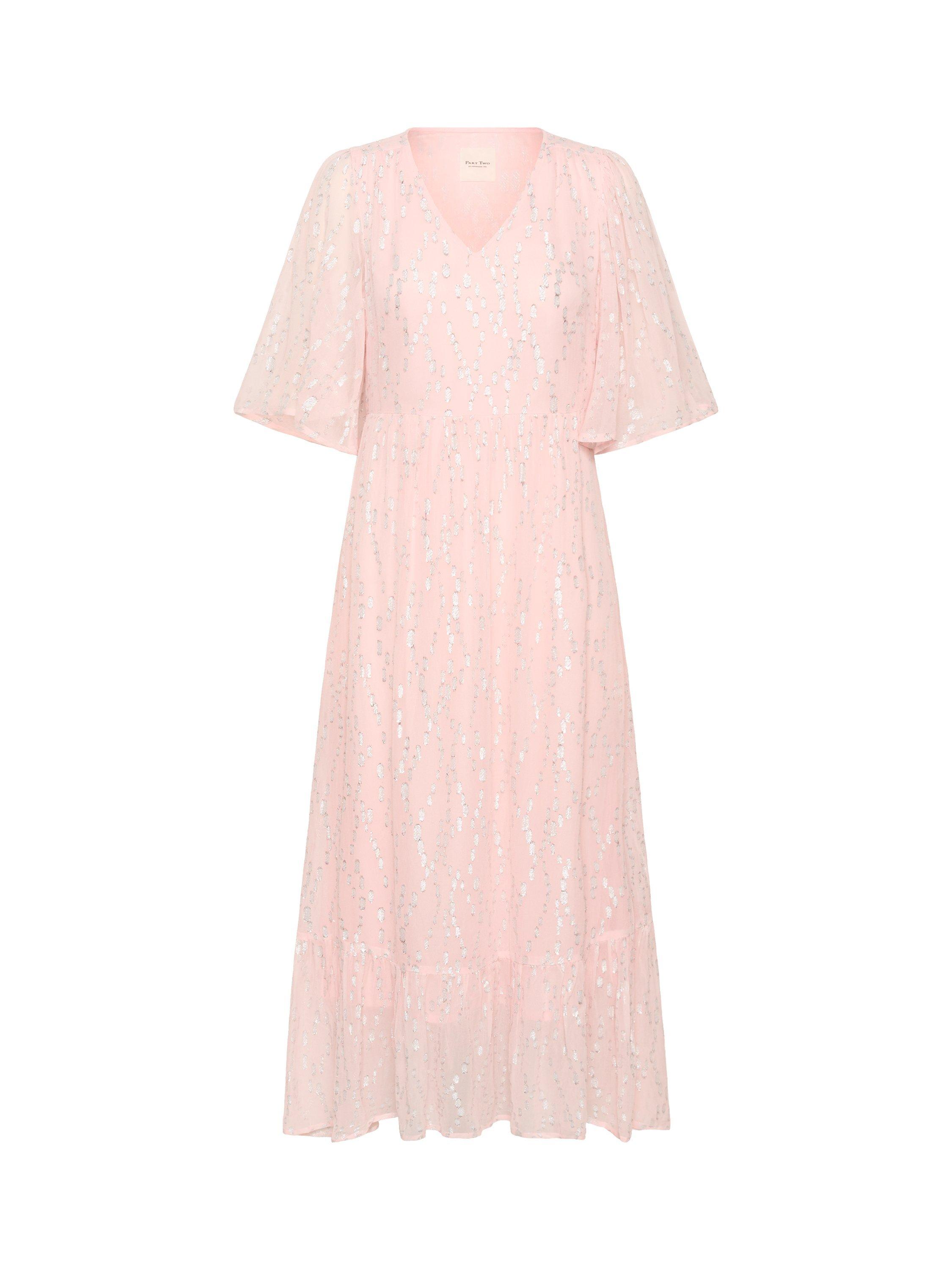 Product image 5 of 6, which shows Part Two Terja Abstract Metallic Dress, Pink/Silver, 8