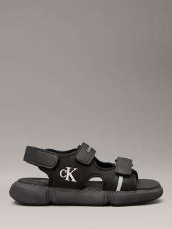 Calvin Klein Kids' Open Toe Velcro Sandals, Black, Black