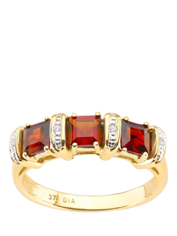 Mogul 9ct Yellow Gold Garnet and Diamond Eternity Ring, Yellow