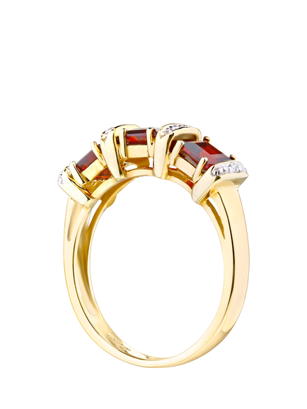 Mogul 9ct Yellow Gold Garnet and Diamond Eternity Ring - view 2, Yellow