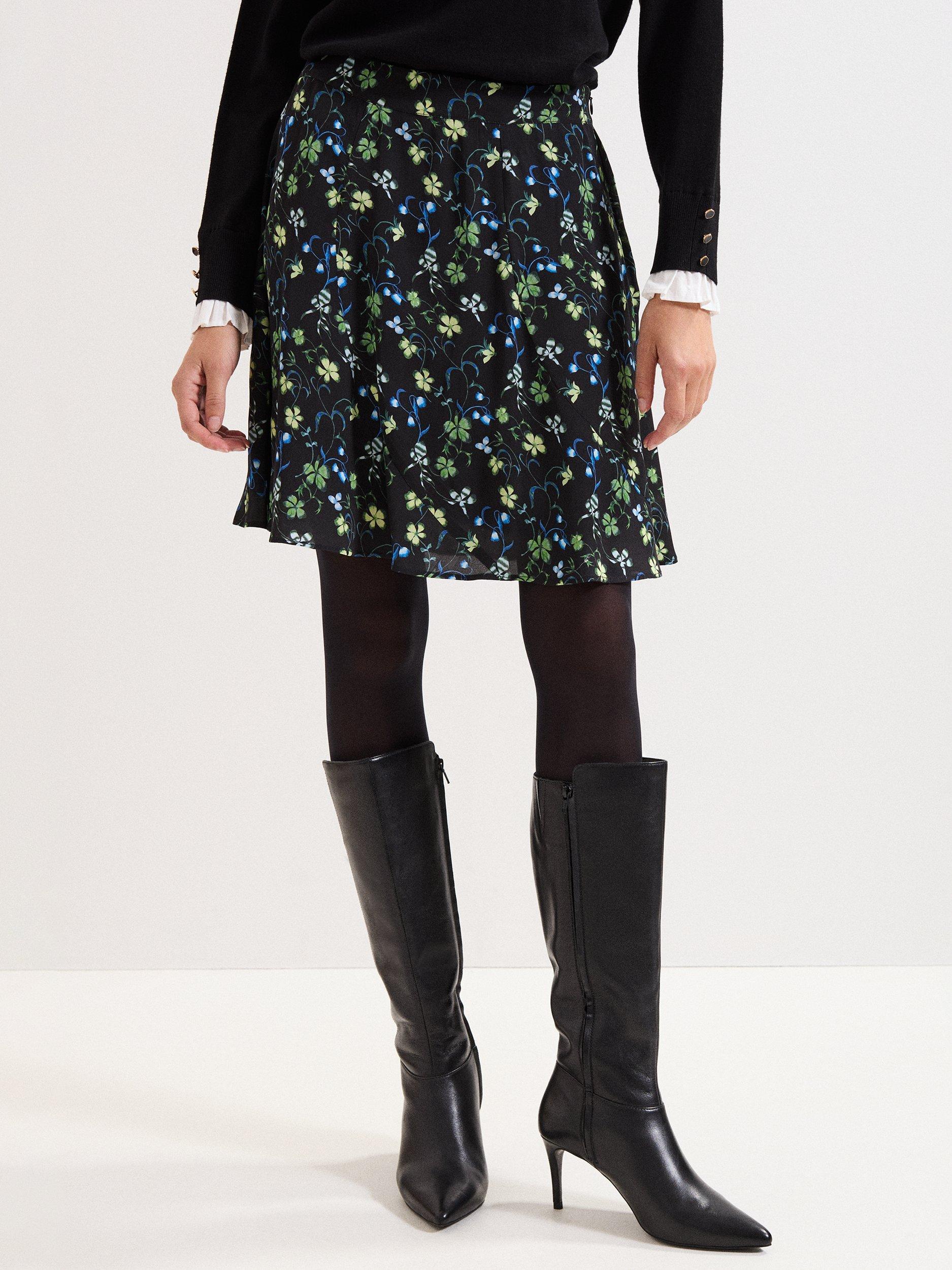 Product image 1 of 5, which shows Phase Eight Ilaria Floral Mini Skirt, Black, 10