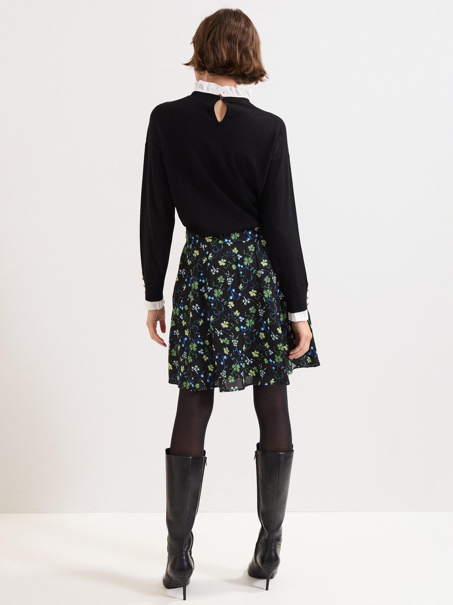 Product image 2 of 5, which shows Phase Eight Ilaria Floral Mini Skirt, Black, 10