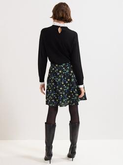 Phase Eight Ilaria Floral Mini Skirt, Black - view 2, Black