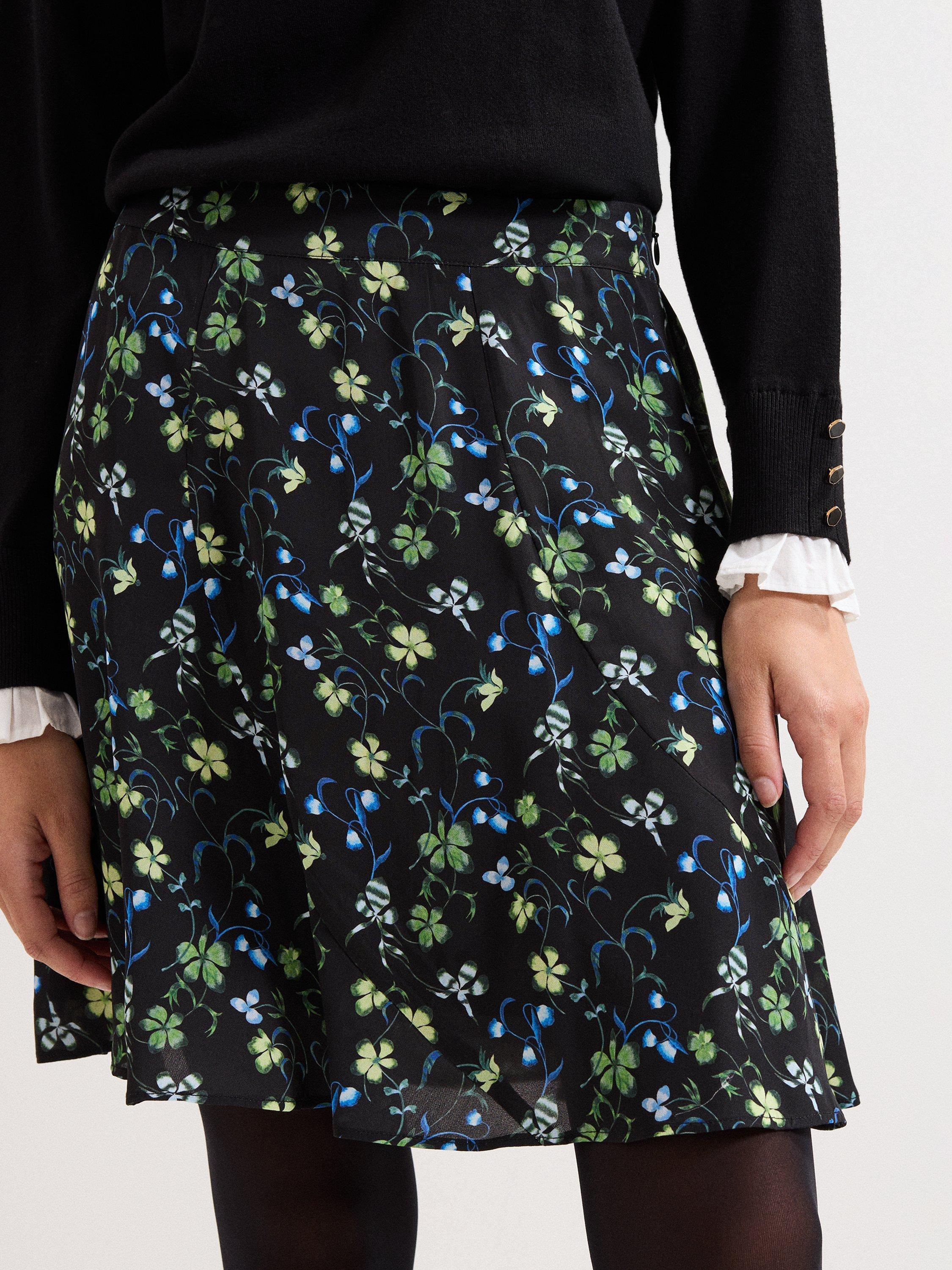 Product image 5 of 5, which shows Phase Eight Ilaria Floral Mini Skirt, Black, 10