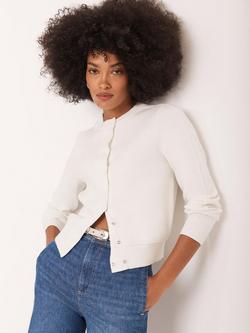 Mint Velvet Double Popper Cardigan, Natural Cream, Natural Cream