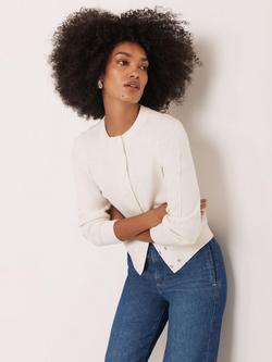 Mint Velvet Double Popper Cardigan, Natural Cream - view 2, Natural Cream