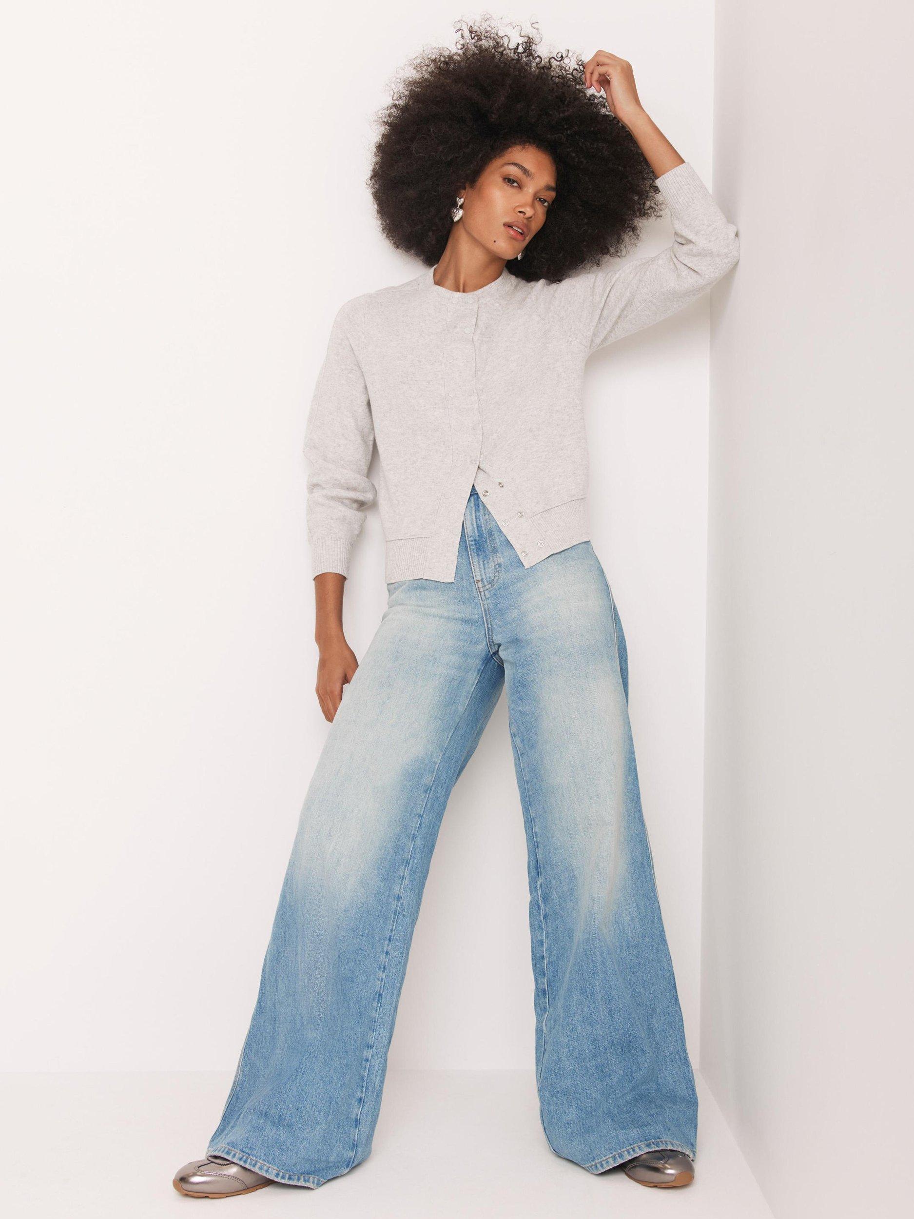 Mint Velvet Double Popper Cardigan, Grey