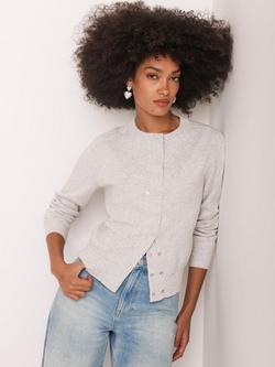 Mint Velvet Double Popper Cardigan, Grey - view 2, Grey