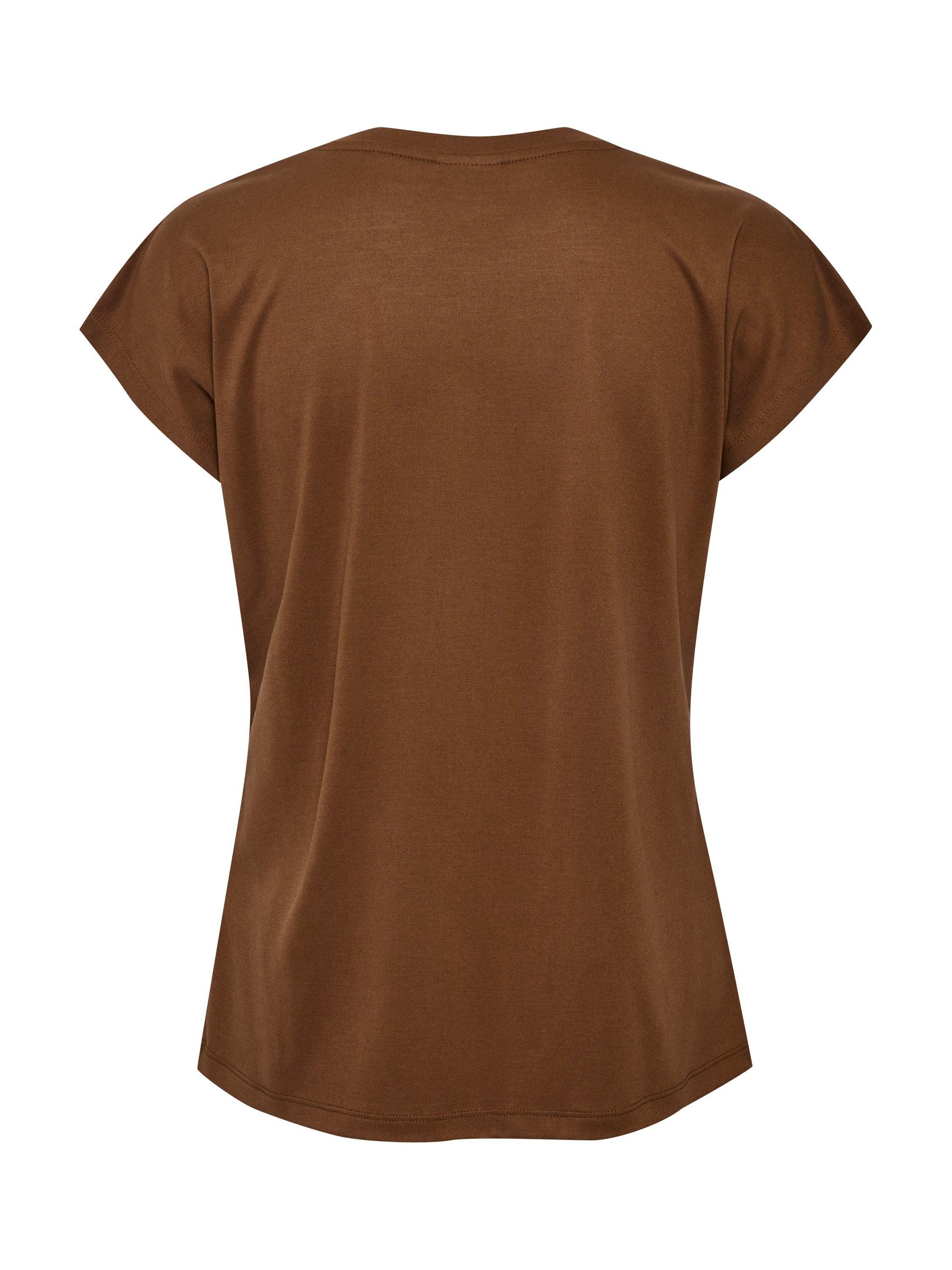 Product image 6 of 6, which shows KAFFE Lise V-Neck T-Shirt, Toffee, S