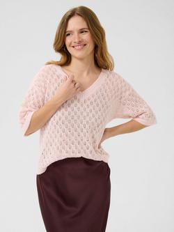 KAFFE KAlourine Textured Fine Knit V-Neck Jumper, Lotus Melange