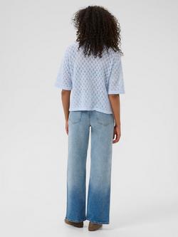 KAFFE KAlourine Textured Fine Knit V-Neck Jumper - view 2, Windsurfer Melange