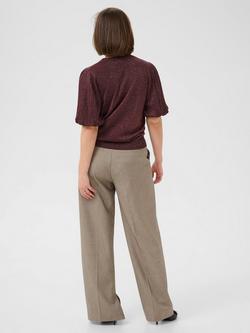 KAFFE KAregina Pleat Short Sleeve Jumpe - view 2, Mid Red