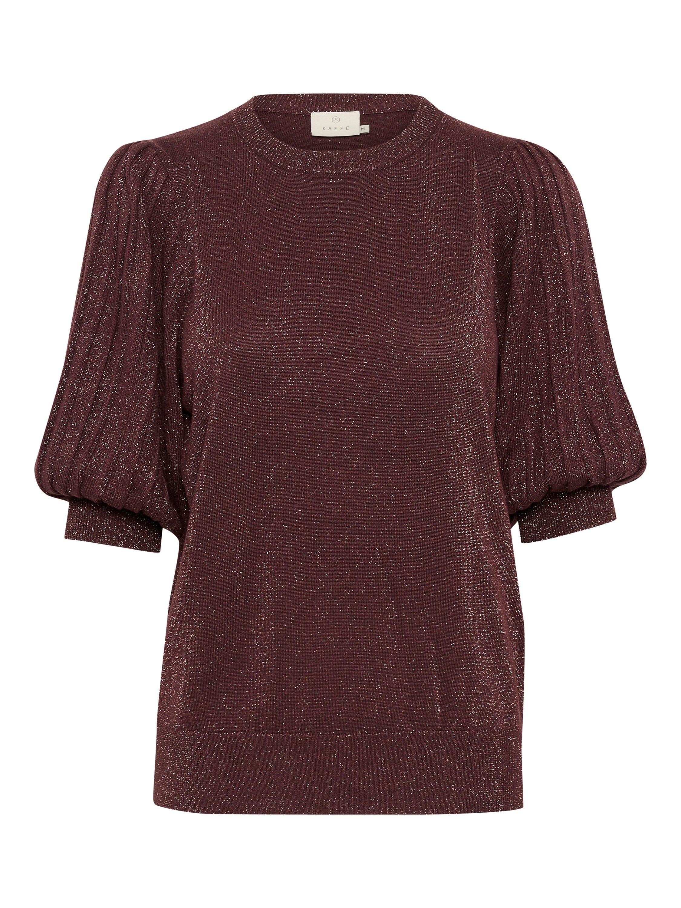 Product image 5 of 6, which shows KAFFE KAregina Pleat Short Sleeve Jumpe, Mid Red, XS