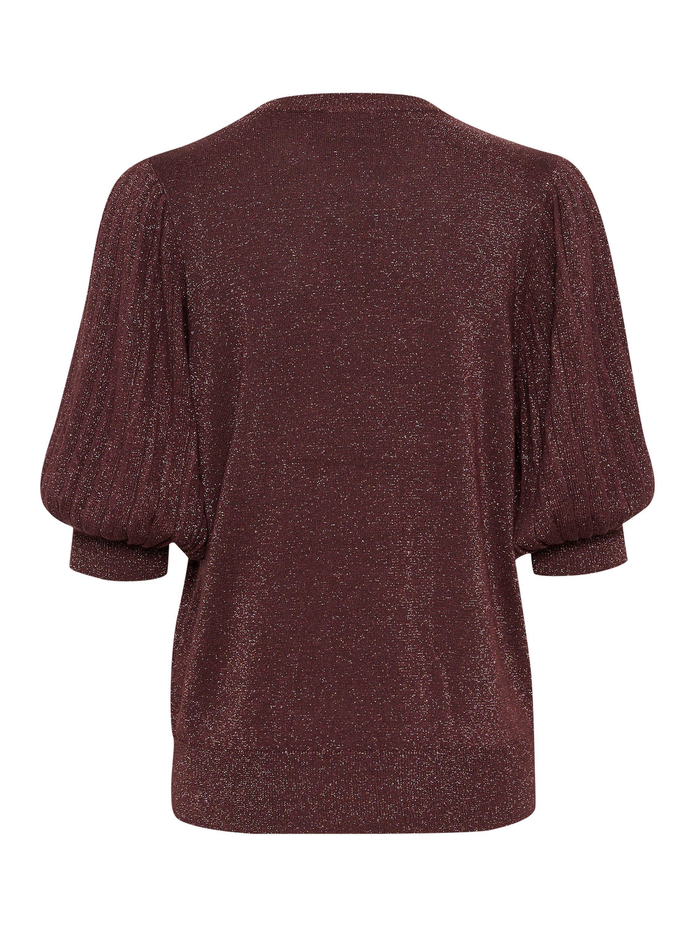 Product image 6 of 6, which shows KAFFE KAregina Pleat Short Sleeve Jumpe, Mid Red, XS