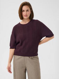KAFFE KAwhitney Short Sleeve Round Neck Jumper, Mid Red