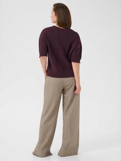 KAFFE KAwhitney Short Sleeve Round Neck Jumper - view 2, Mid Red