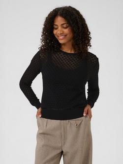 KAFFE KAraiko Long Sleeve Round Neck Top, Black