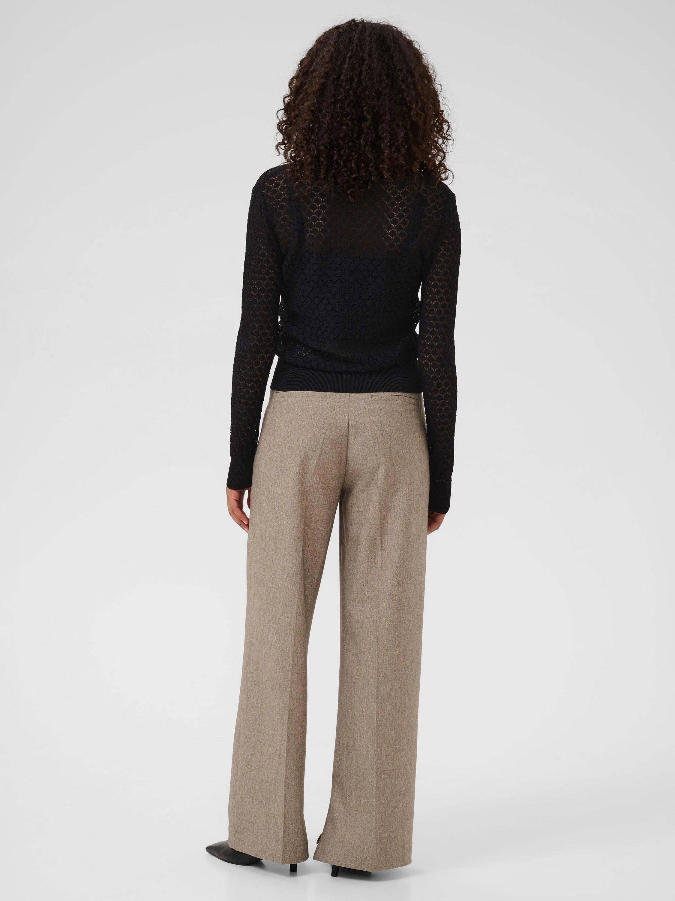 Product image 2 of 6, which shows KAFFE KAraiko Long Sleeve Round Neck Top, Black, XS