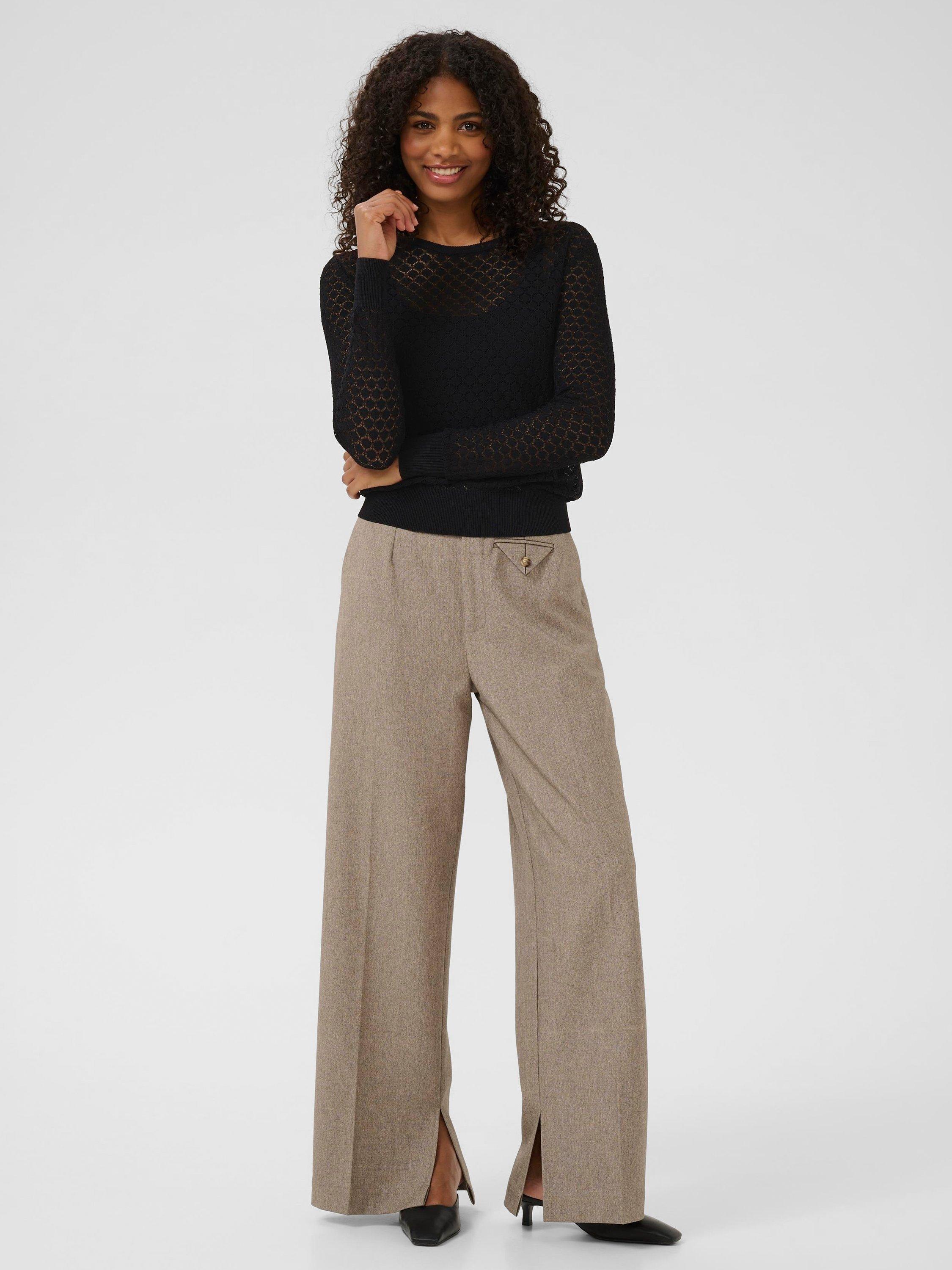 Product image 3 of 6, which shows KAFFE KAraiko Long Sleeve Round Neck Top, Black, XS