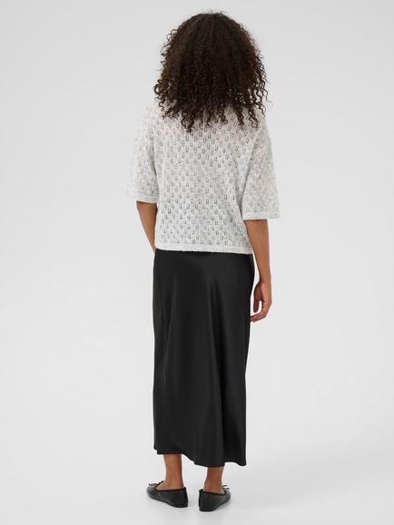 KAFFE KAlourine Textured Fine Knit V-Neck Jumper - view 2, Light Grey Melange