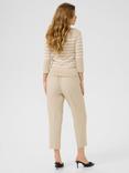 KAFFE Lizza Stripe Boat Neck Jumper, Feather Grey Melange/Chalk