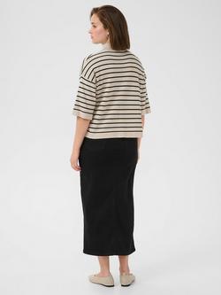KAFFE Lizza Stripe Shot Sleeve Turtle Neck Jumper - view 2, Beige/Multi