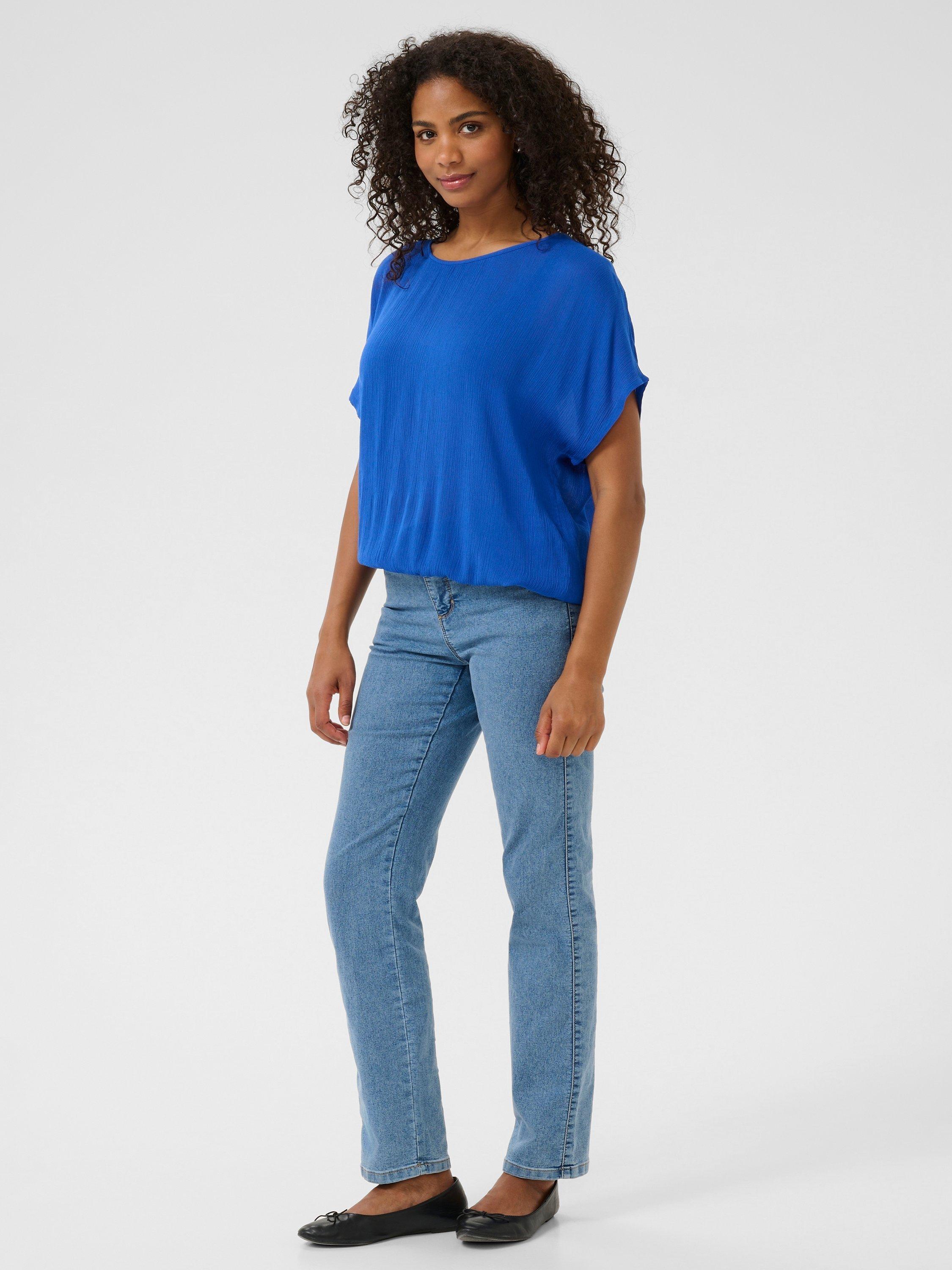 Product image 3 of 6, which shows KAFFE KAamber Stanley Short Sleeve Blouse, Surf The Web, 8