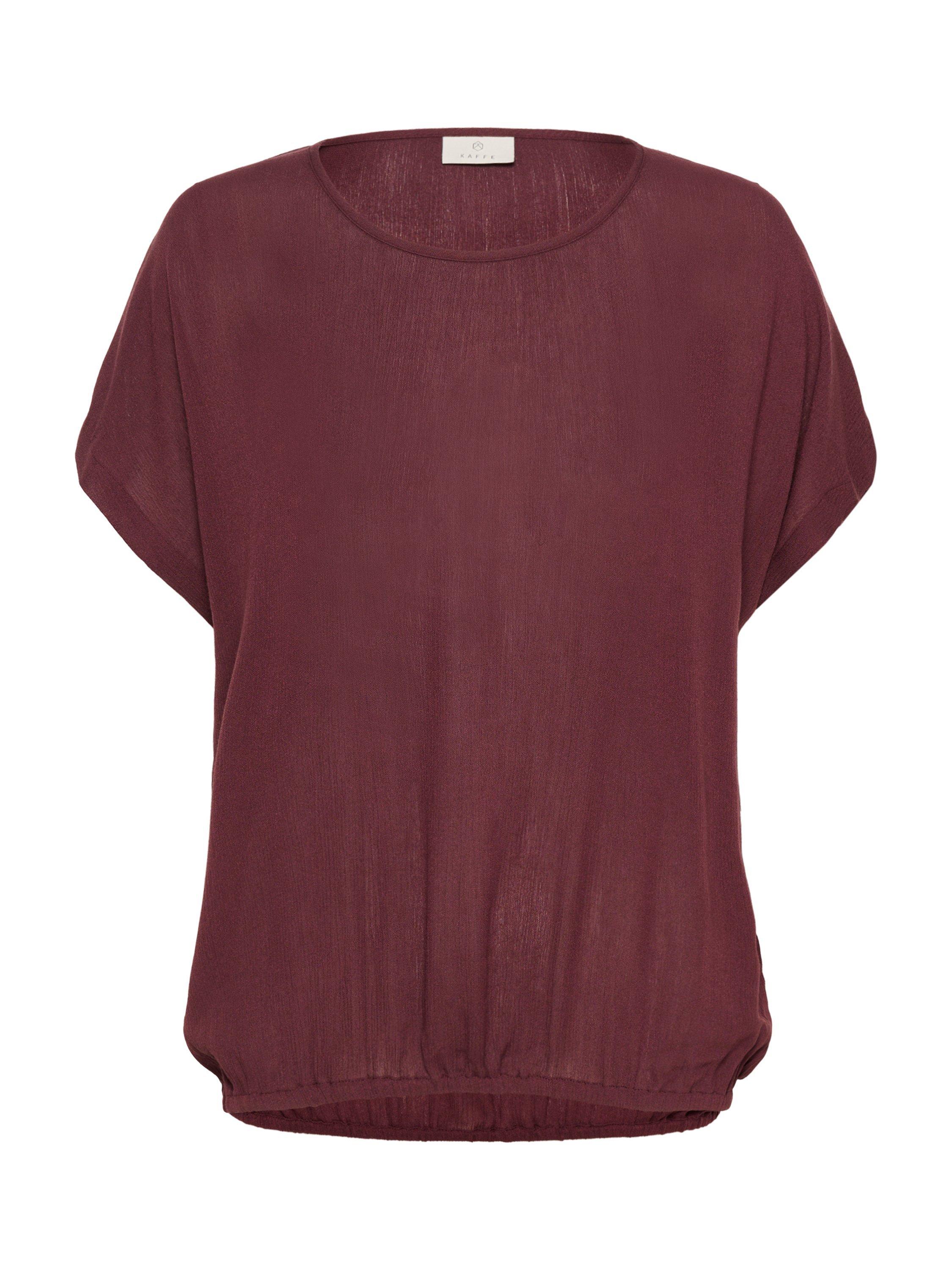 Product image 5 of 6, which shows KAFFE KAamber Stanley Short Sleeve Blouse, Mid Red, 8